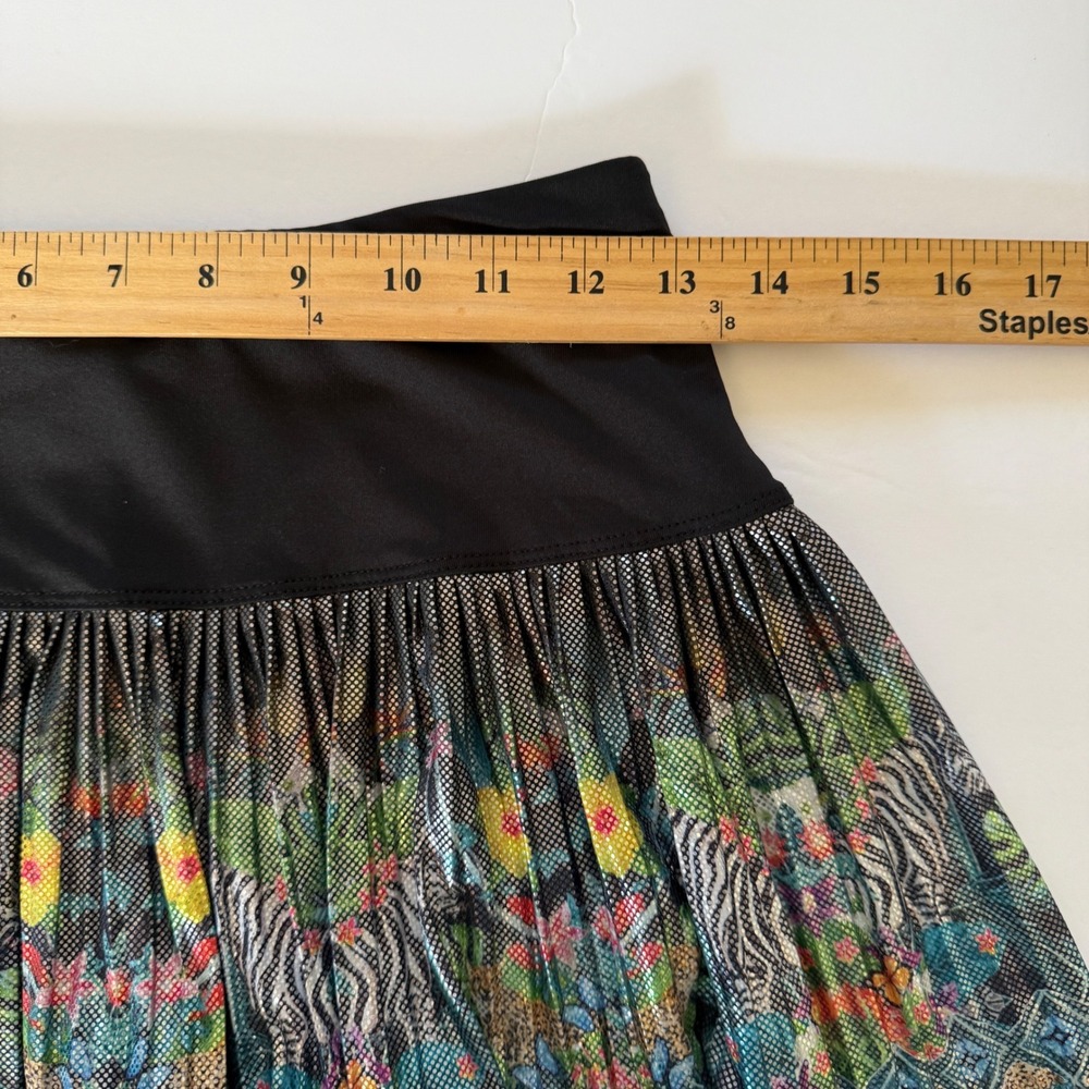 Lucky in Love Womens Metallic Pleated Tennis Skort Black Floral Size S Athletic‎ - Picture 7 of 10